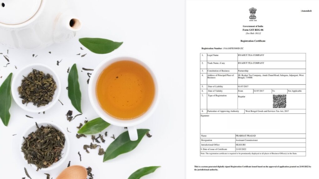 Byahut Tea Company GST Certificate